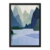 Mountain Lake Wall Art, Abstract Landscape Print, Minimalist Nature Poster, Modern Home Decor, Serene Painting Artwork - Tawshia